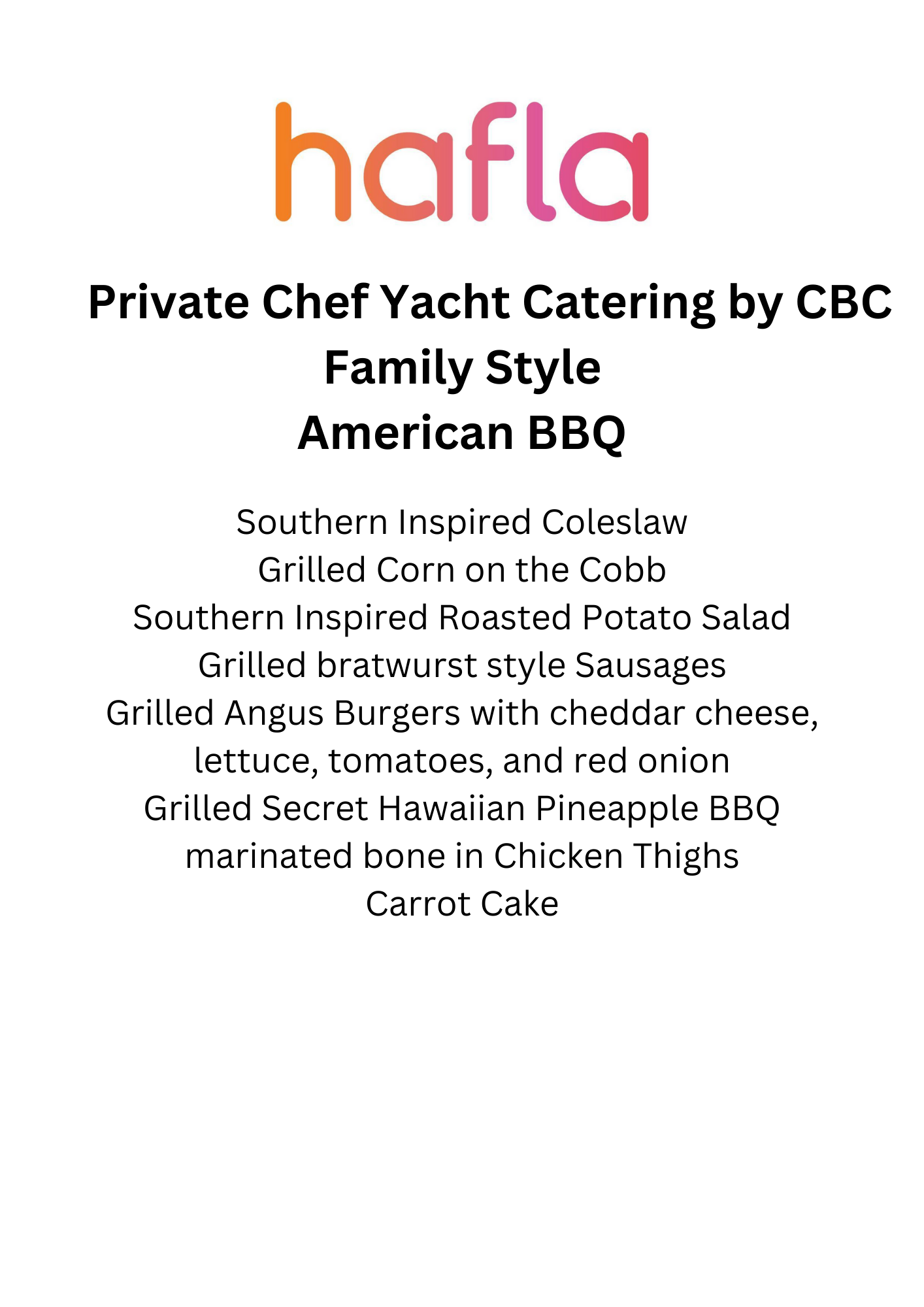 Private Chef Yacht Catering by CBC - Family Style