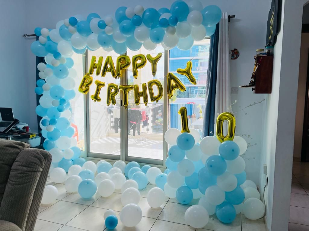 Blue-White Birthday Theme Decor