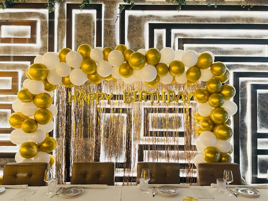 Gold Fringe Birthday Decor