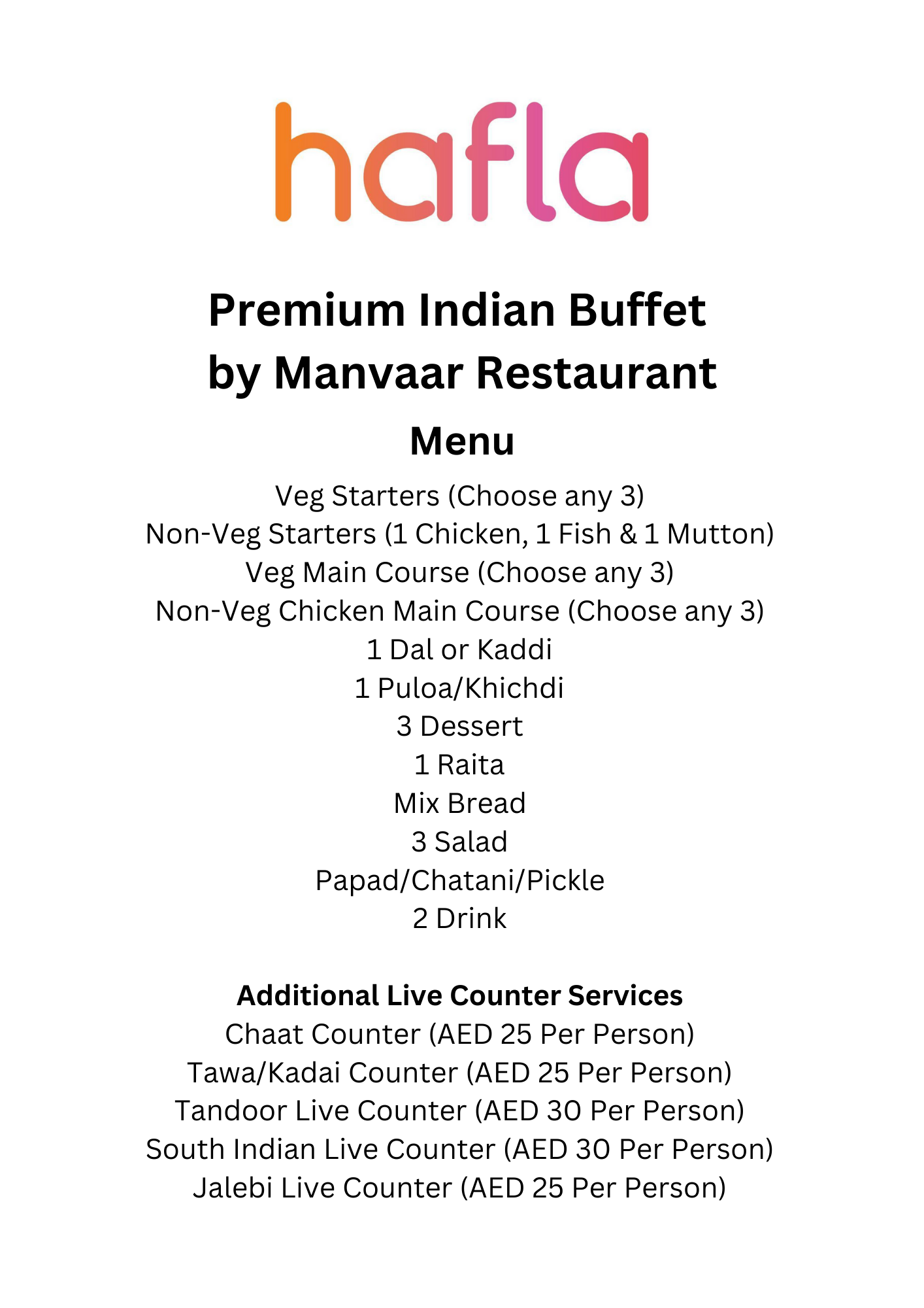 Premium Indian Buffet by Manvaar Restaurant