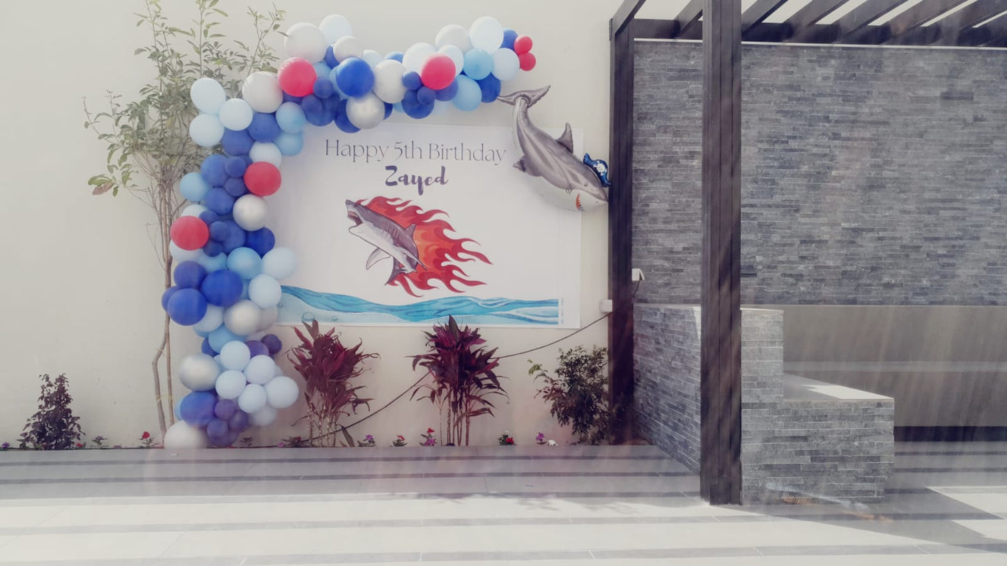 Shark Theme Banner Bday Decor