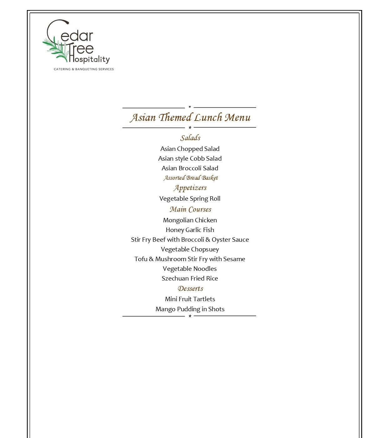 Asian Buffet by Cedar Tree Hospitality