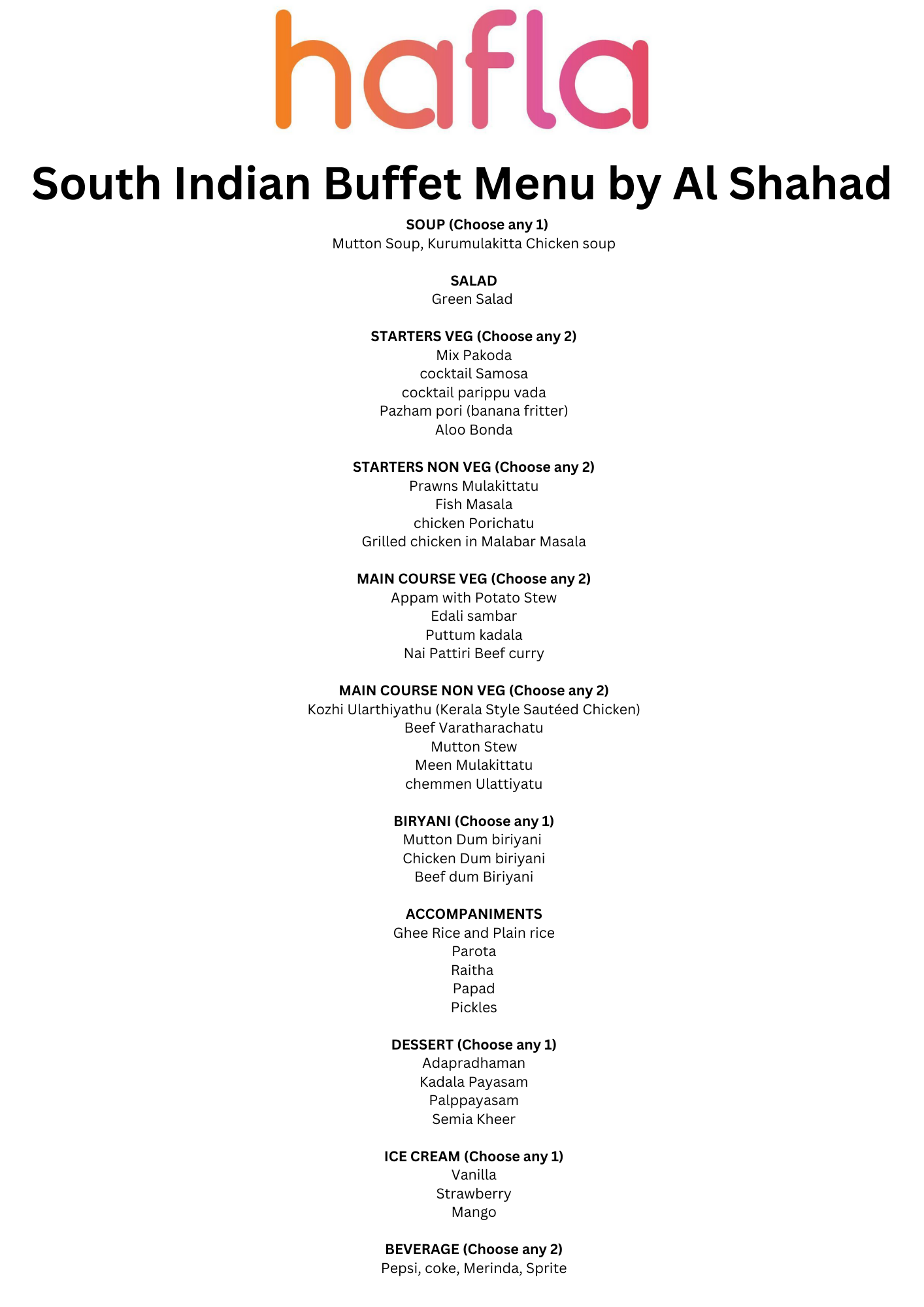 South Indian Buffet by Al Shahad