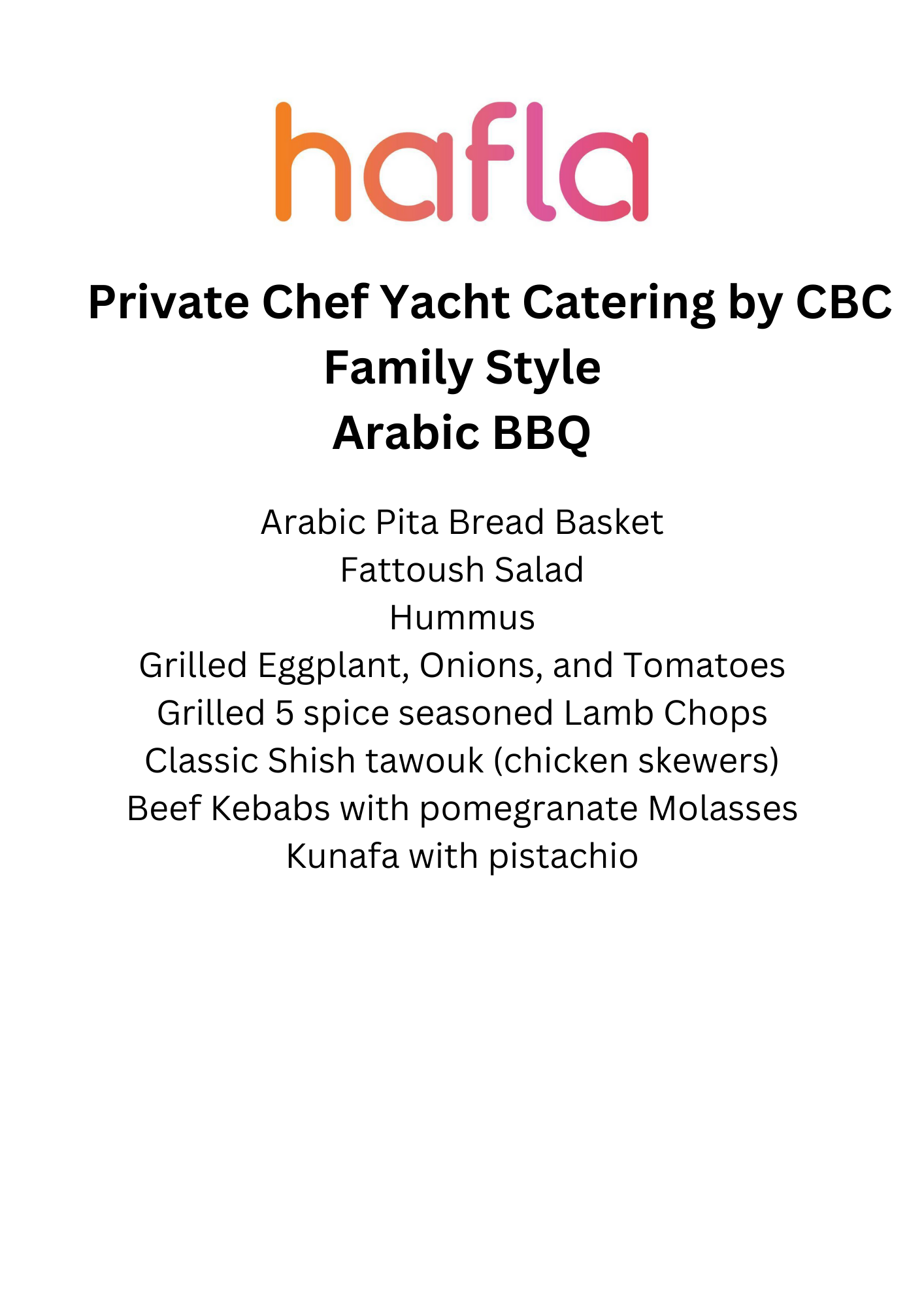 Private Chef Yacht Catering by CBC - Family Style