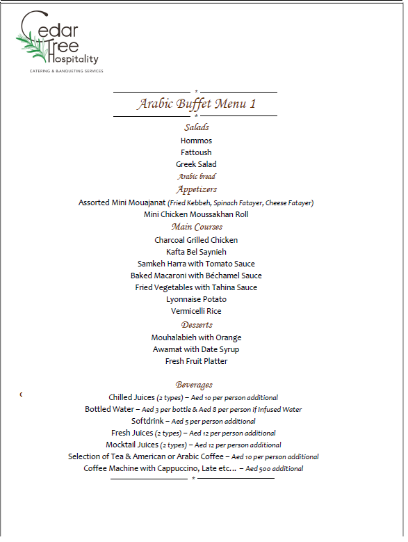 Arabic Buffet by Cedar Tree Hospitality