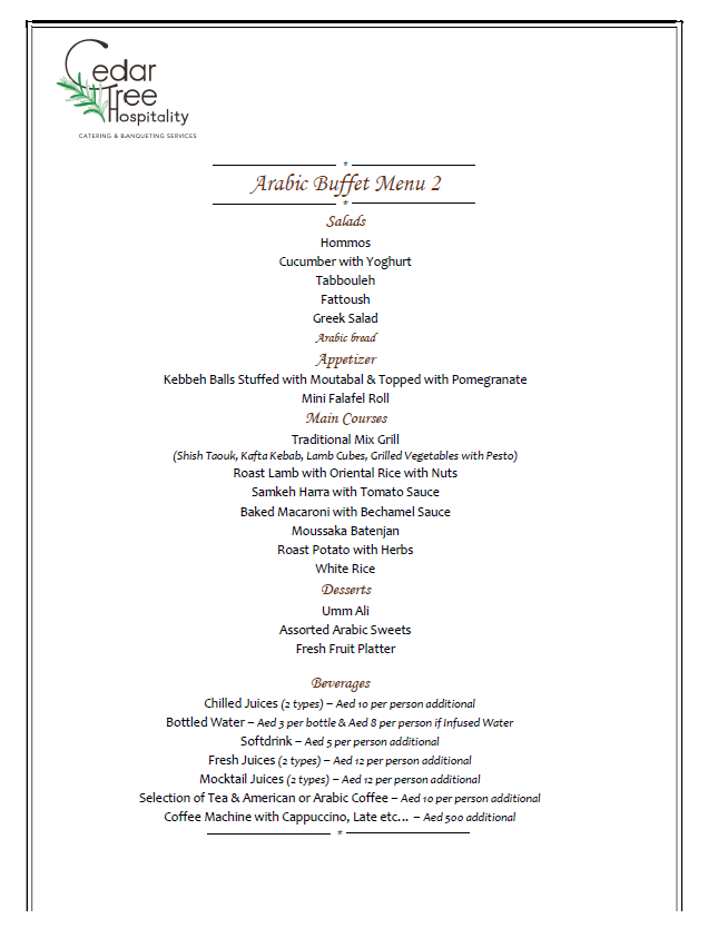Arabic Buffet by Cedar Tree Hospitality