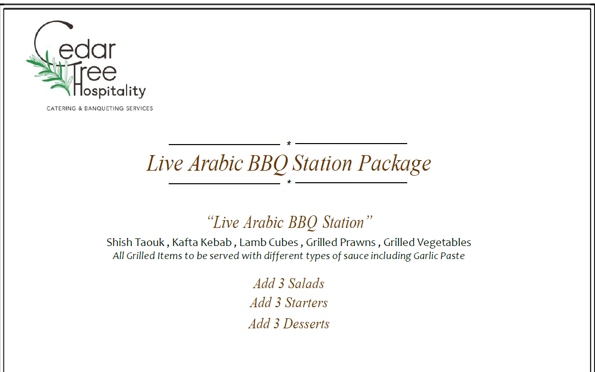 Live Arabic BBQ Station by Cedar Tree Hospitality