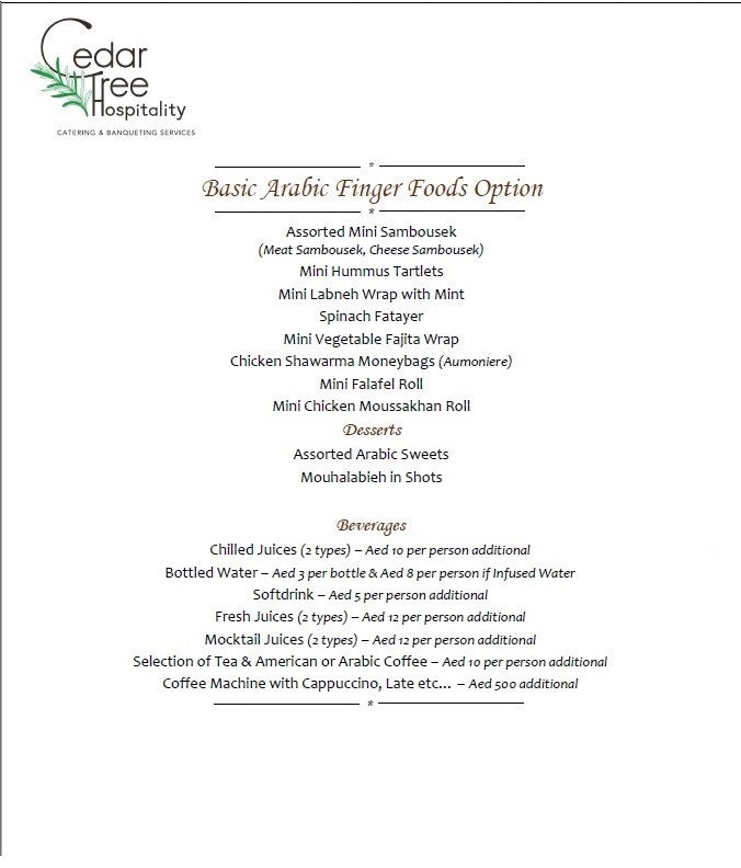 Arabic Finger Food Buffet by Cedar Tree Hospitality