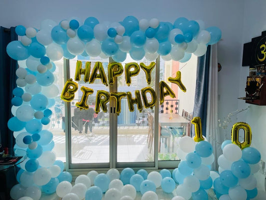 Blue-White Birthday Theme Decor