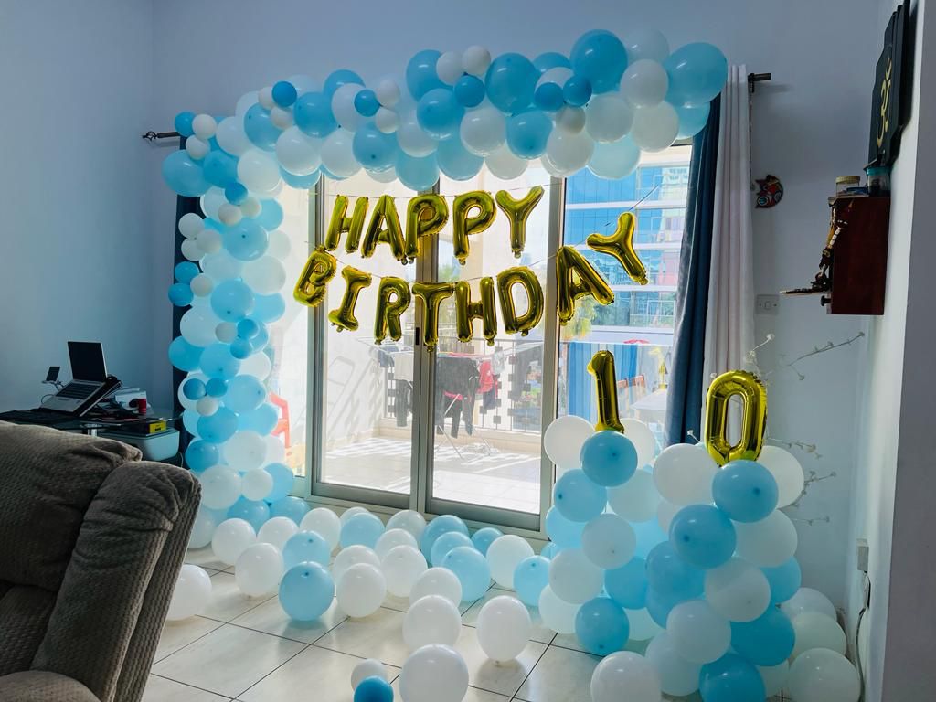 Blue-White Birthday Theme Decor
