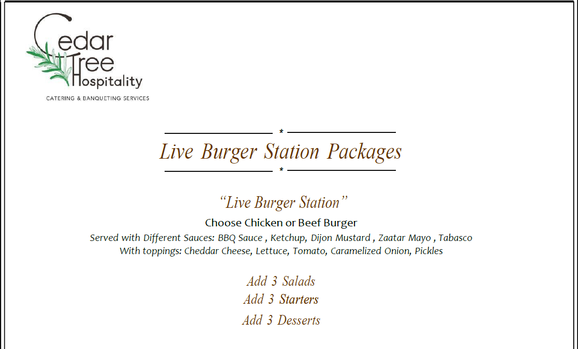 Live Burger Station by Cedar Tree Hospitality