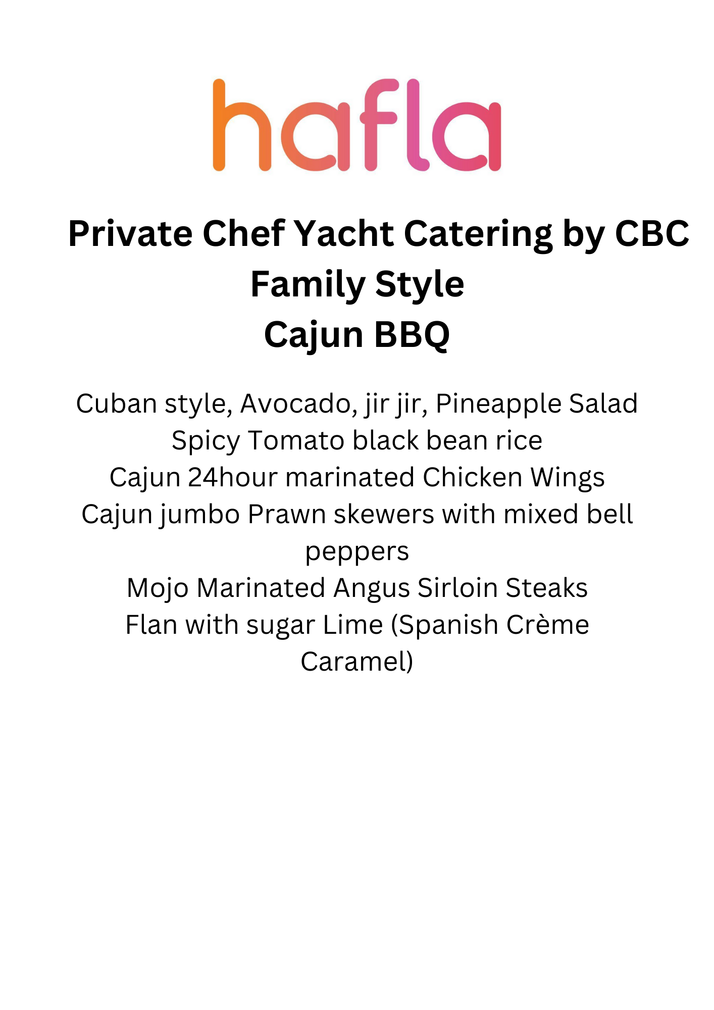 Private Chef Yacht Catering by CBC - Family Style