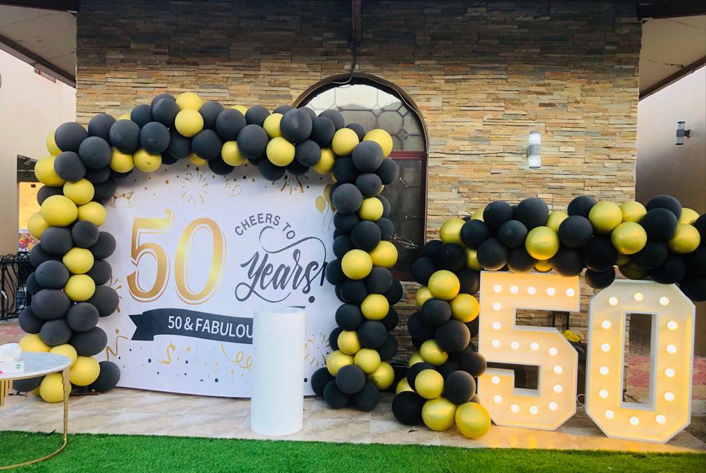 Cheers to 50th Birthday Setup