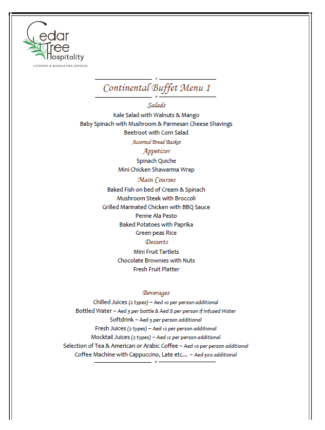 Continental Buffet by Cedar Tree Hospitality