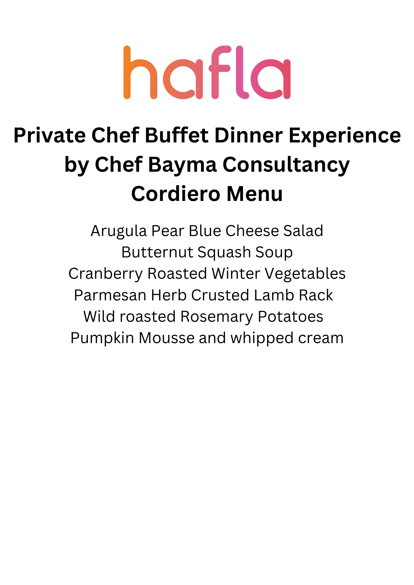 Private Chef Buffet Dinner Experience by CBC