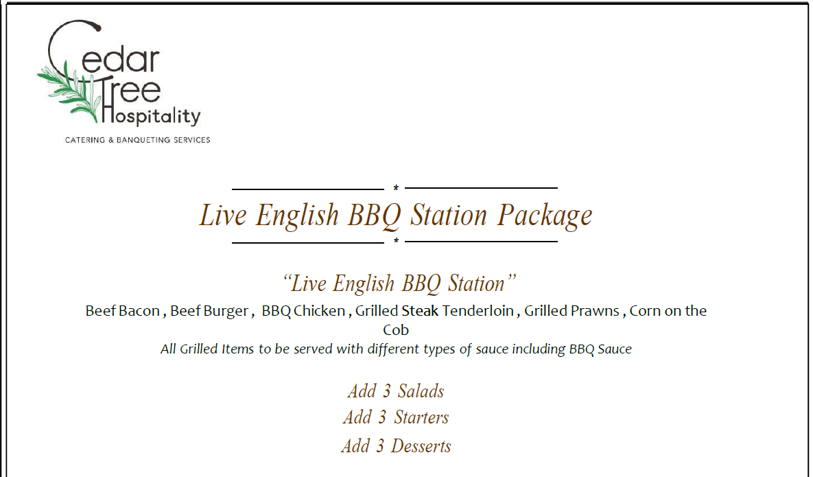 Live English BBQ Station by Cedar Tree Hospitality