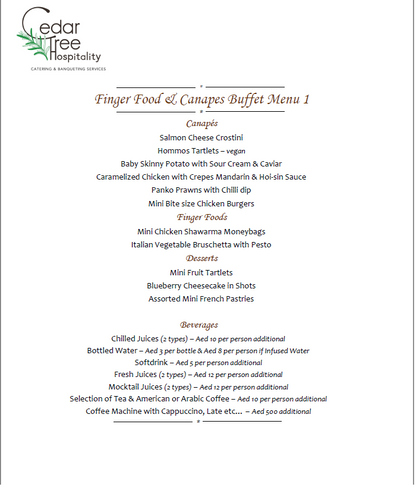 Finger Food & Canapes Buffet by Cedar Tree Hospitality