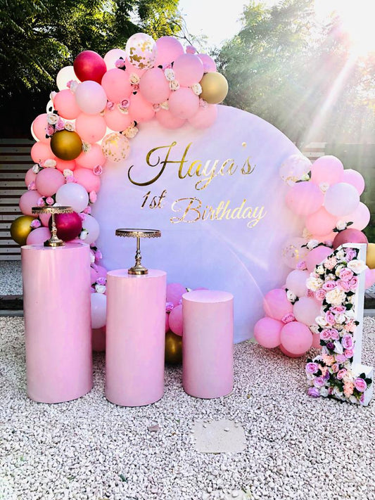 Haya Is 1 Round Backdrop Pink