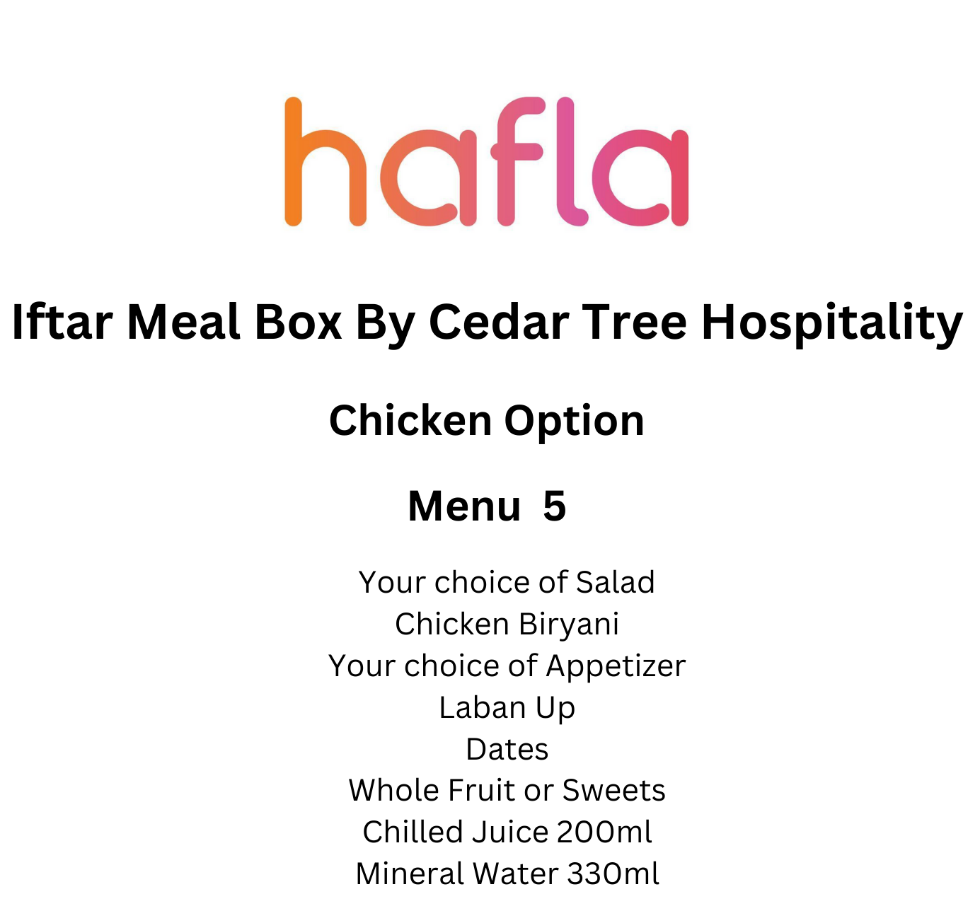 Iftar Meal Box By Cedar Tree Hospitality