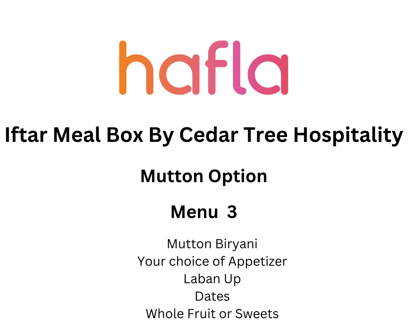 Iftar Meal Box By Cedar Tree Hospitality
