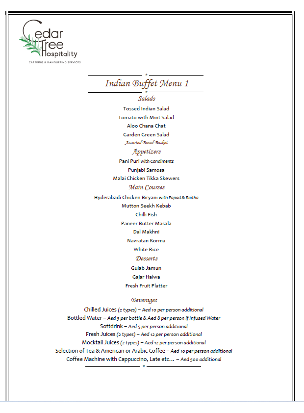 Indian Buffet by Cedar Tree Hospitality