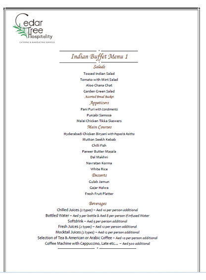 Indian Buffet by Cedar Tree Hospitality