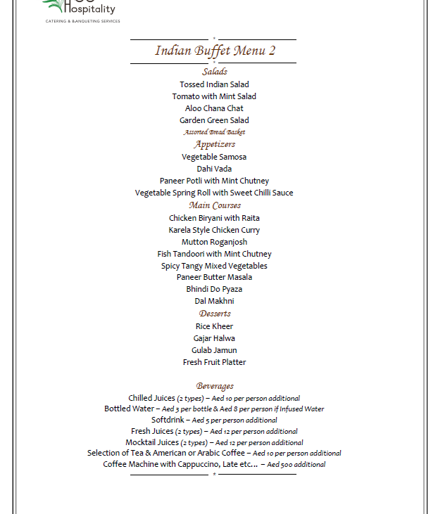 Indian Buffet by Cedar Tree Hospitality