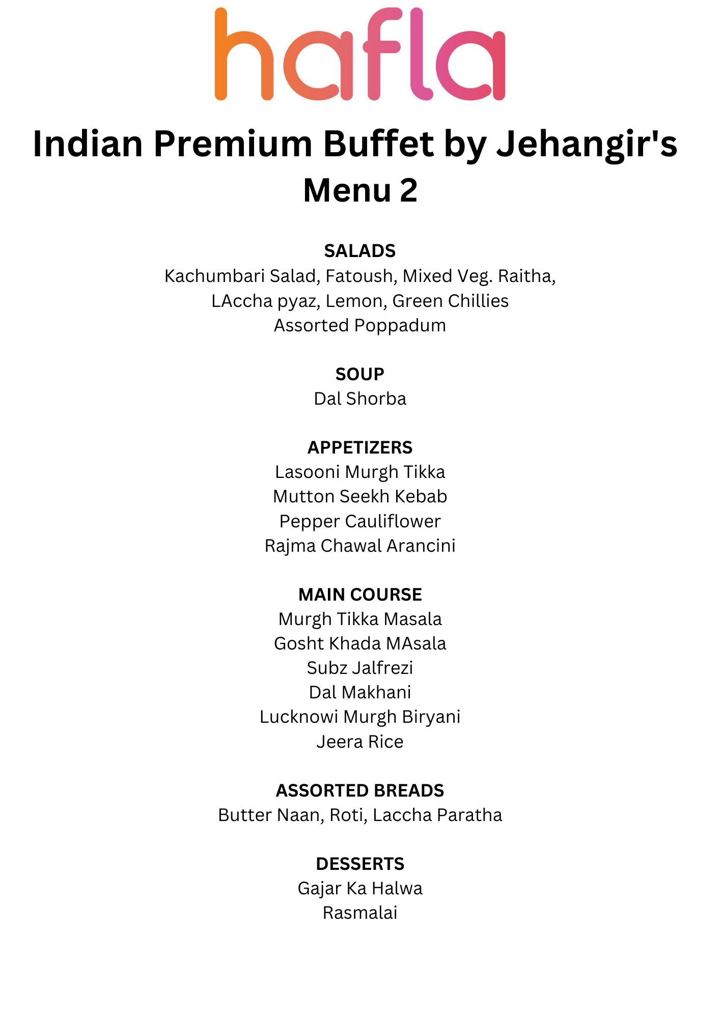 Indian Premium Buffet by Jehangir's