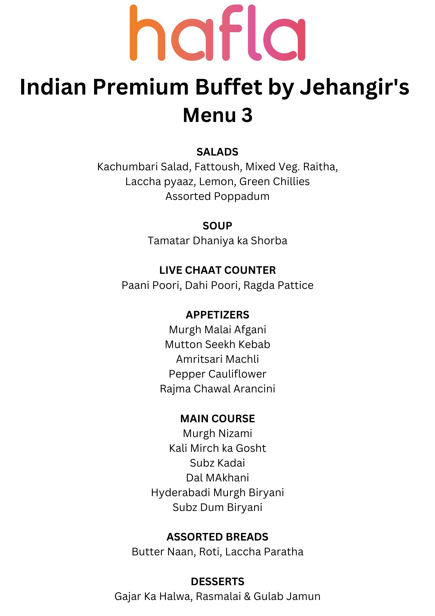 Indian Premium Buffet by Jehangir's