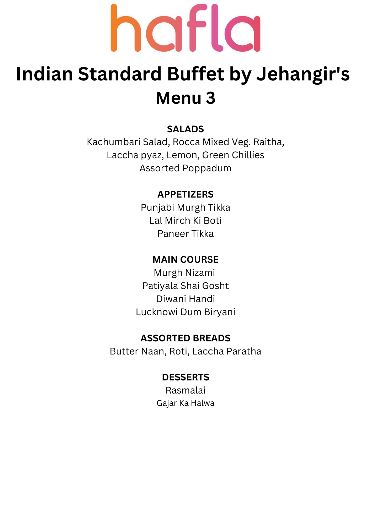 Indian Standard Buffet by Jehangir's