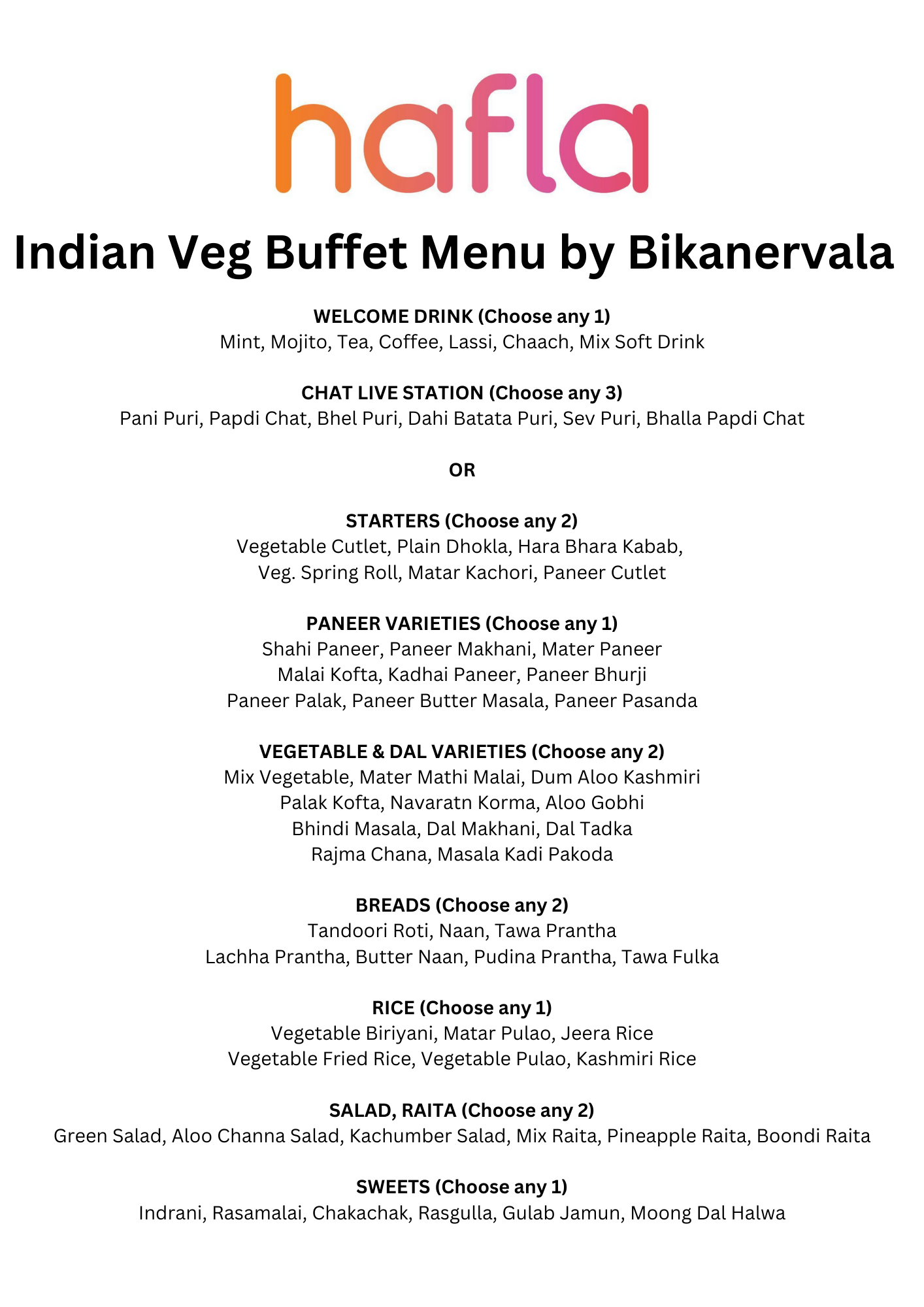 Indian Veg Buffet by Bikanervala