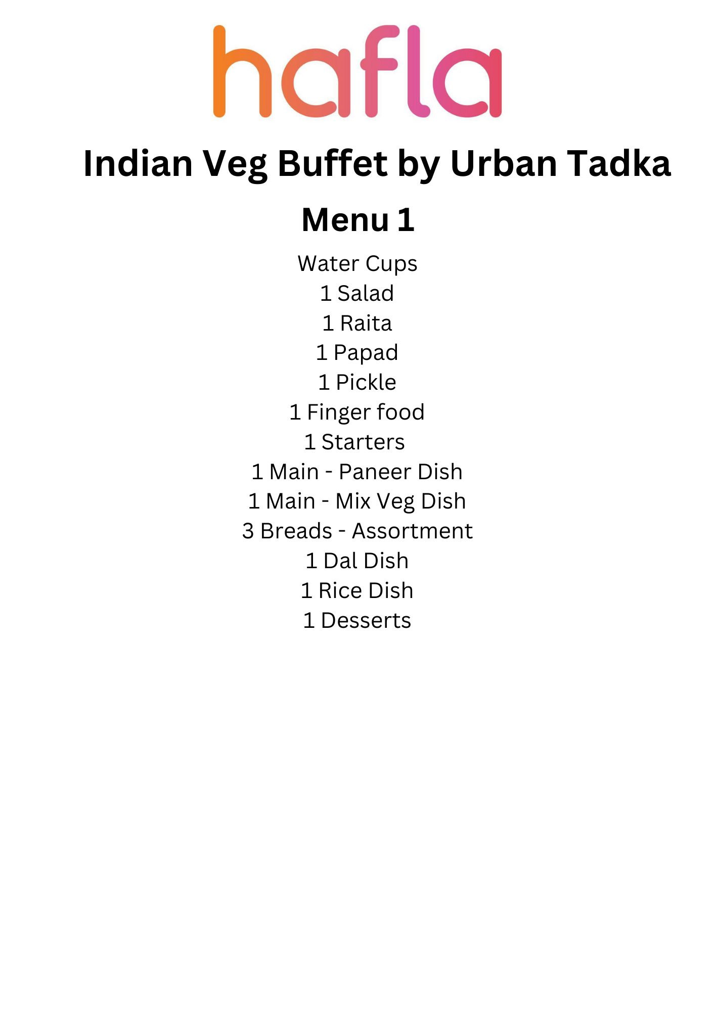 Indian Veg Buffet by Urban Tadka