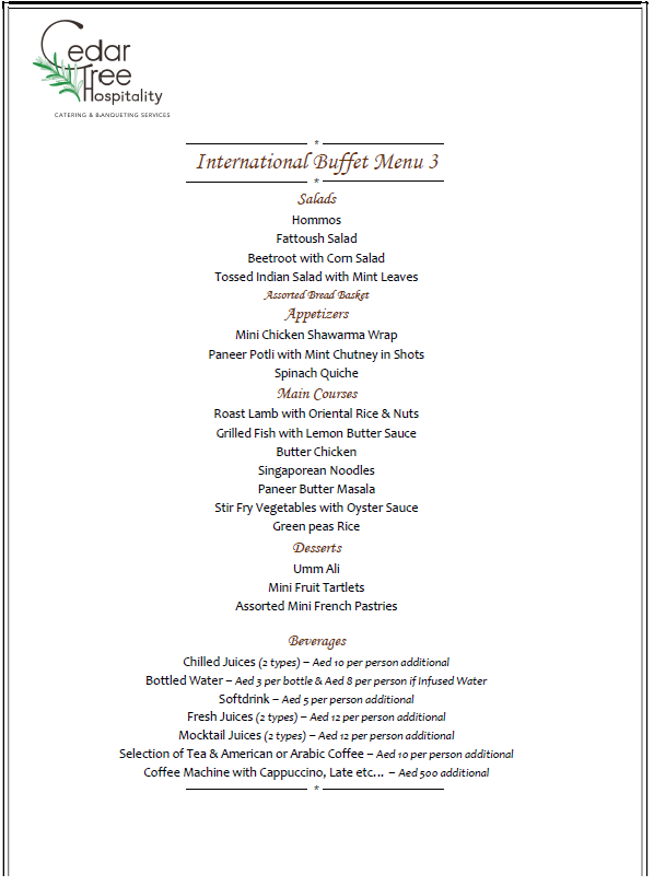 International Buffet by Cedar Tree Hospitality