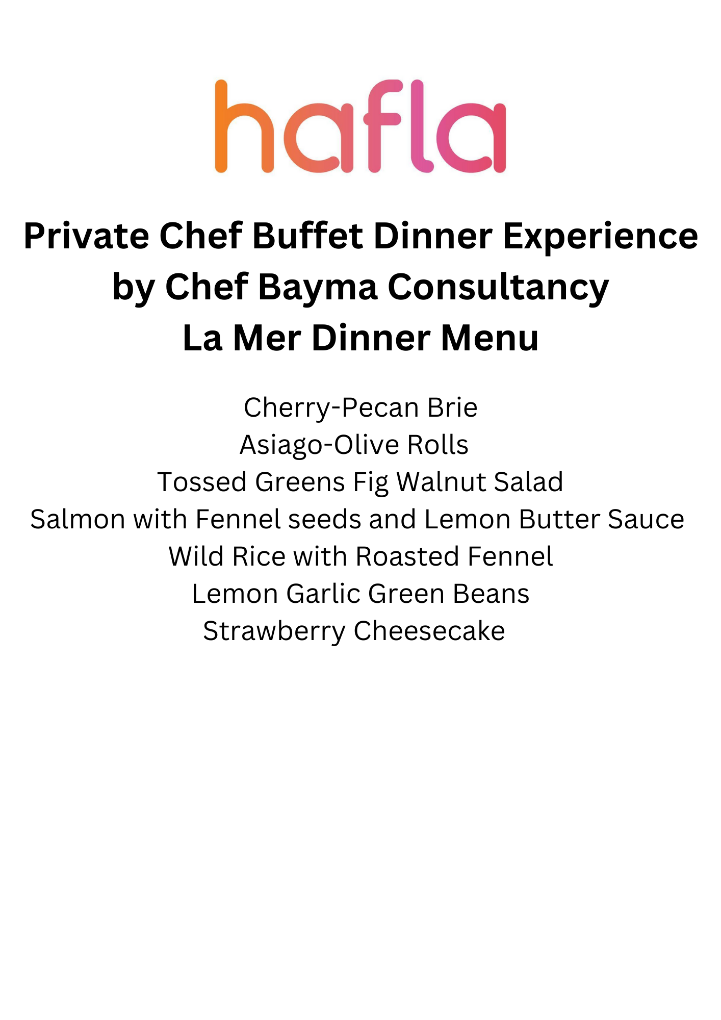 Private Chef Buffet Dinner Experience by CBC