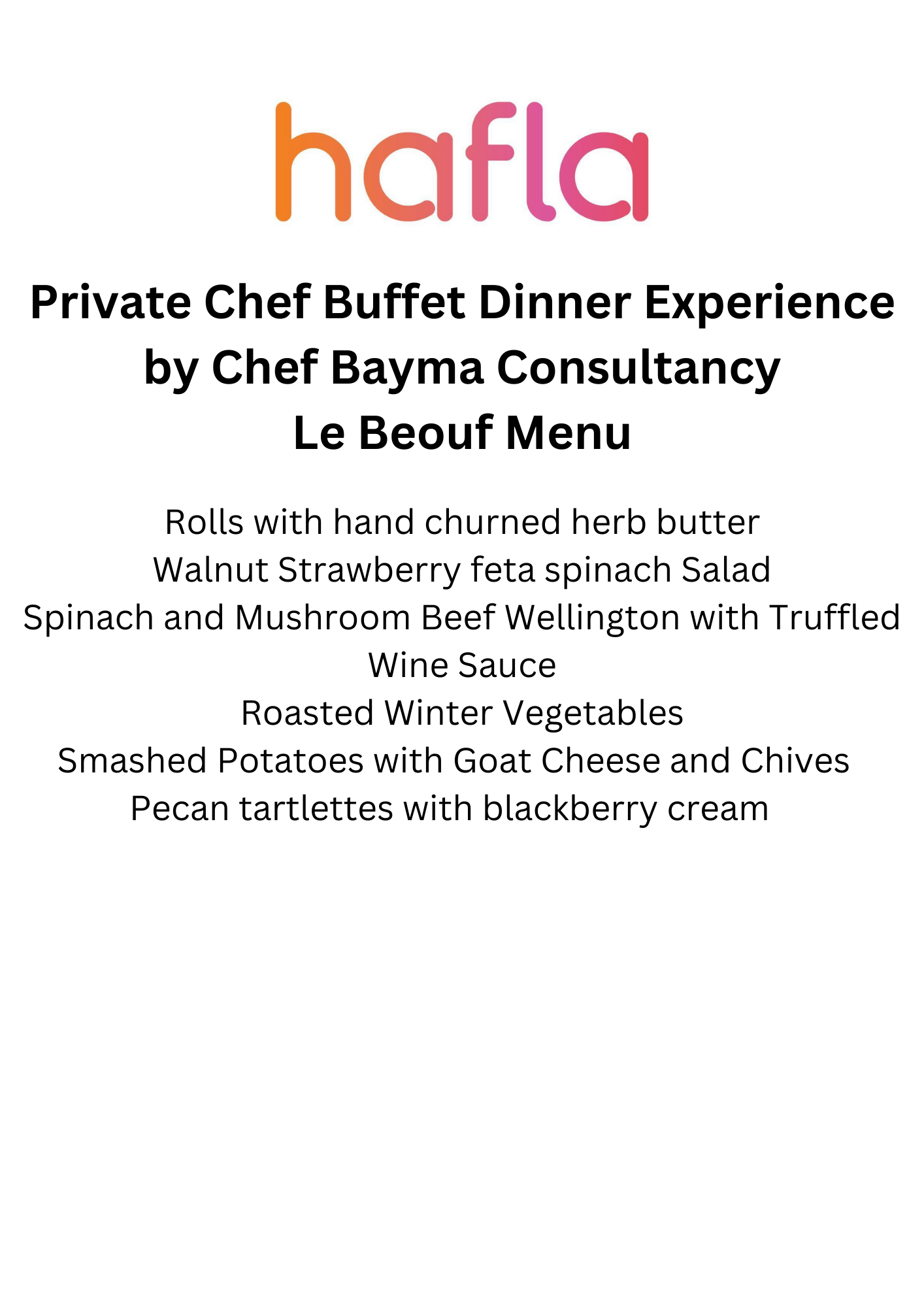Private Chef Buffet Dinner Experience by CBC