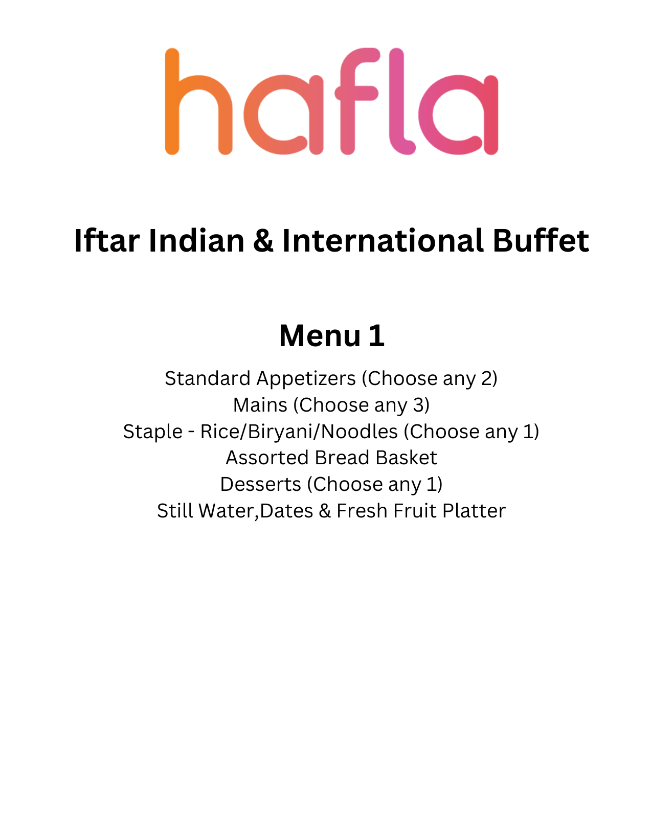 Iftar Indian and International Buffet