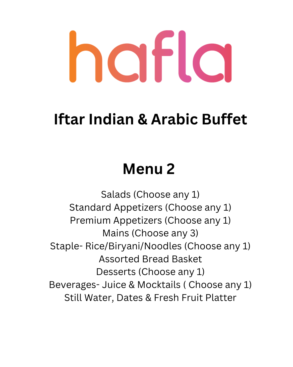 Iftar Indian and Arabic Buffet