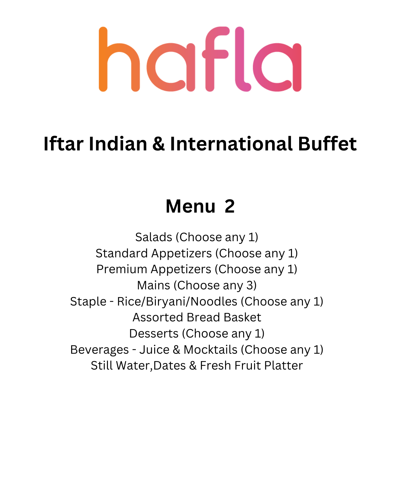 Iftar Indian and International Buffet