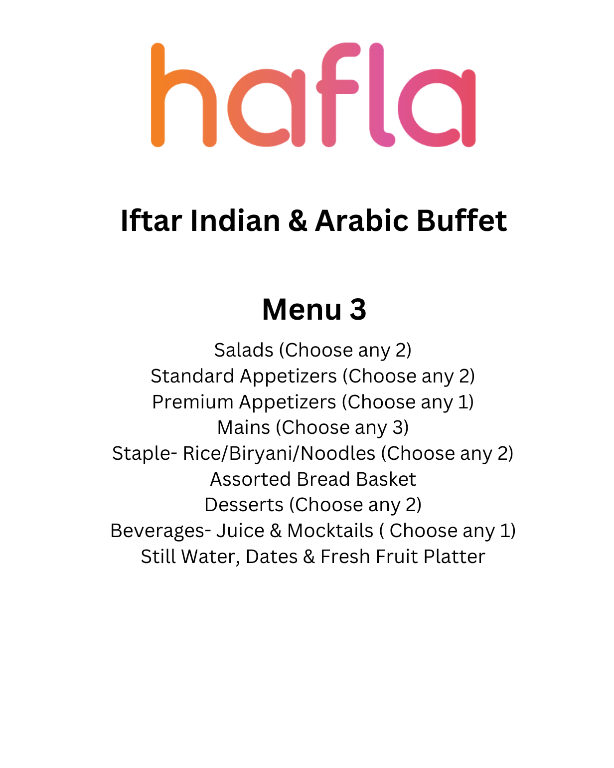 Iftar Indian and Arabic Buffet