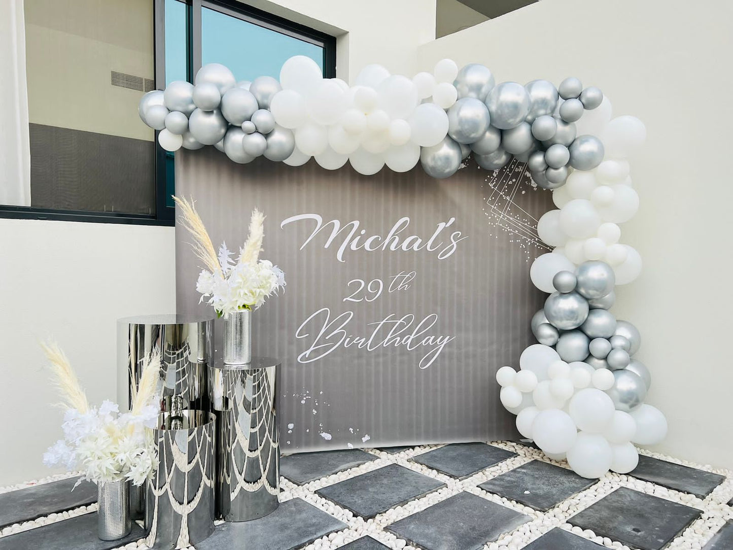 Michal Silver Birthday Decor