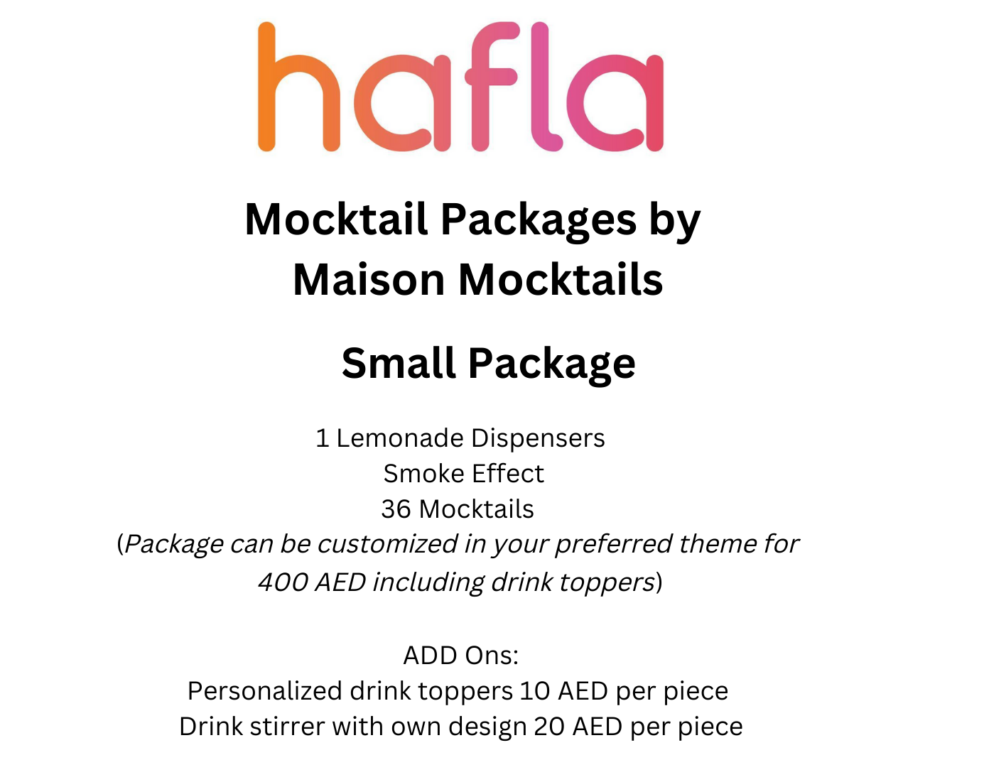 Mocktail Packages by Maison Mocktails