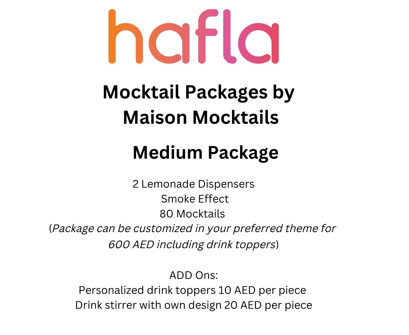 Mocktail Packages by Maison Mocktails