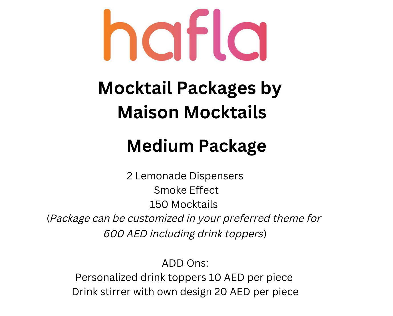 Mocktail Packages by Maison Mocktails