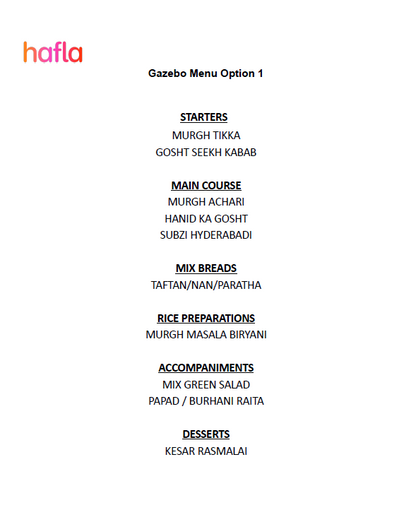 Standard Indian Buffet by Gazebo