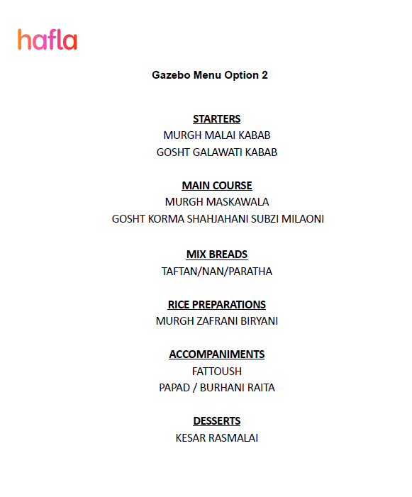 Standard Indian Buffet by Gazebo