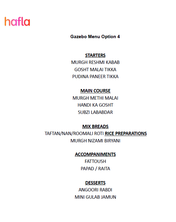 Standard Indian Buffet by Gazebo