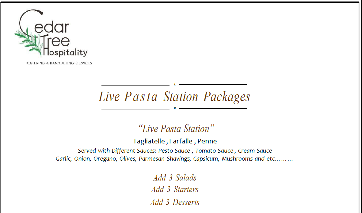 Live Pasta Station by Cedar Tree Hospitality