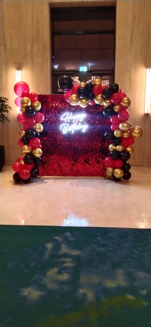 Red Shimmering Wall Birthday Decor