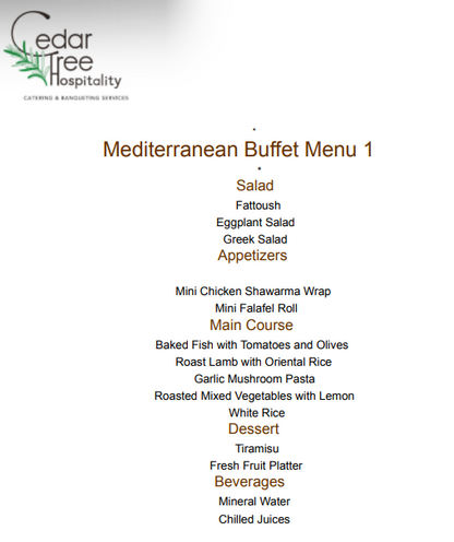 Mediterranean Buffet By Cedar Tree Hospitality
