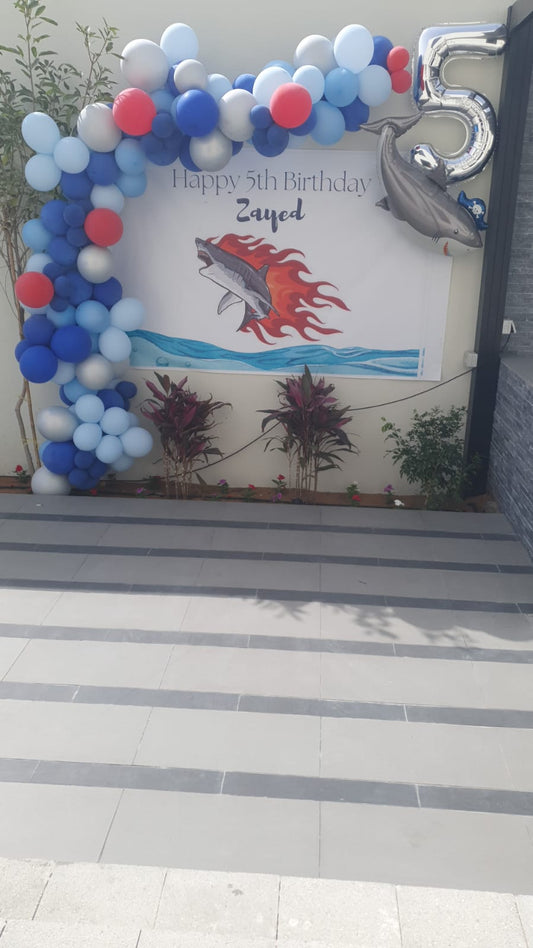Shark Theme Banner Bday Decor